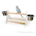 Bacia de alimentador de papagaio de pássaros com bandeja de metal